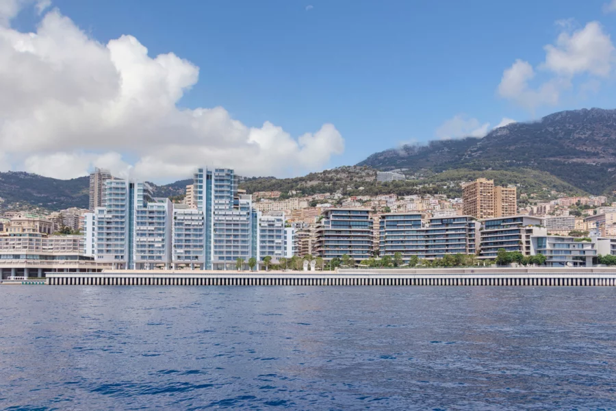 View of the luxury seafront buildings in Monaco where prices exceed 100,000 euros per square metre