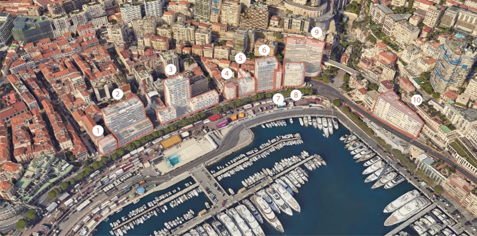 Porto Hercule di Monaco: la cornice di edifici prestigiosi